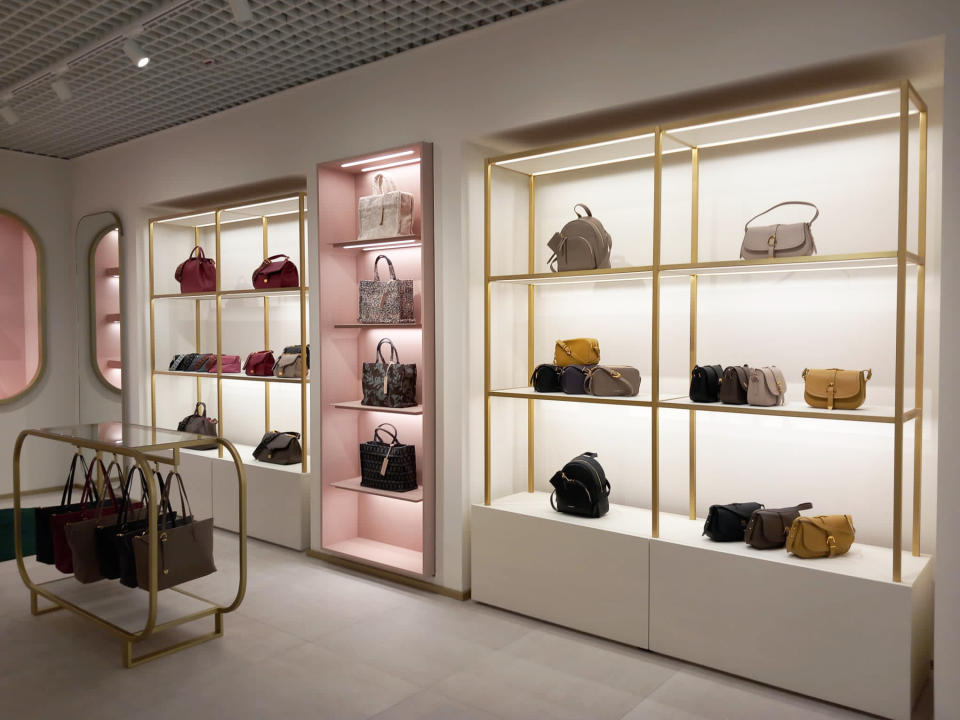 Inside the new Coccinelle store at Rome's airport.