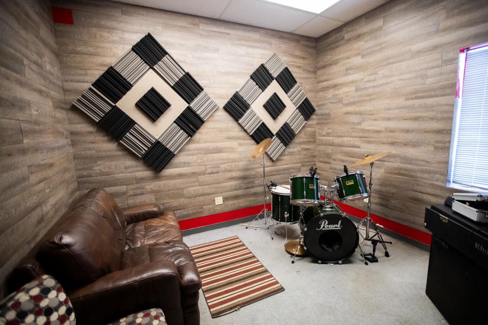 A recording room for drums at Tallahassee Nights Live.