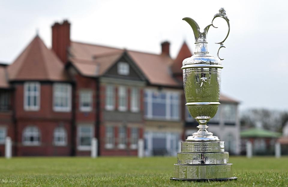 The Claret Jug awaits the winner of the British Open. (Paul Ellis/AFP via Getty Images)