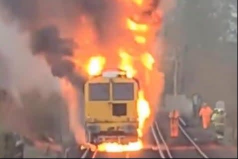 <p>The fire was brought under control at 7.45am</p> (Network Rail Kent and Sussex/ Twitter)