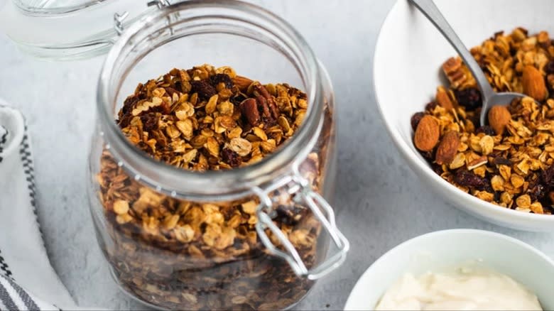 Jar of homemade granola