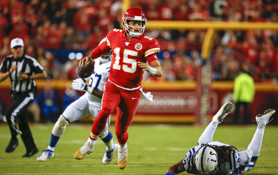 Patrick Mahomes delivered a signature play on his first prime-time appearance of 2019. (Getty)