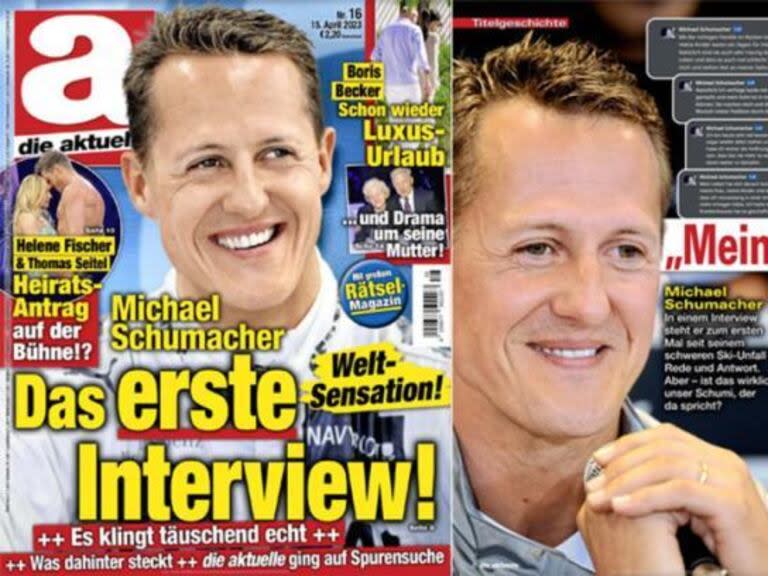 La portada de la revista Die Aktuelle, que causó revuelo por una supuesta entrevista a Michael Schumacher