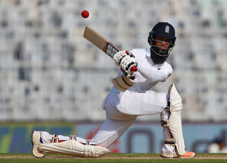 Cricket - India v England - Fifth Test cricket match - M A Chidambaram Stadium, Chennai, India - 16/12/16 - England's Moeen Ali plays a shot. REUTERS/Danish Siddiqui