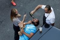 People celebrate media announcing that Democratic U.S. presidential nominee Joe Biden has won the 2020 U.S. presidential election in the Alphabet City neighborhood of Manhattan