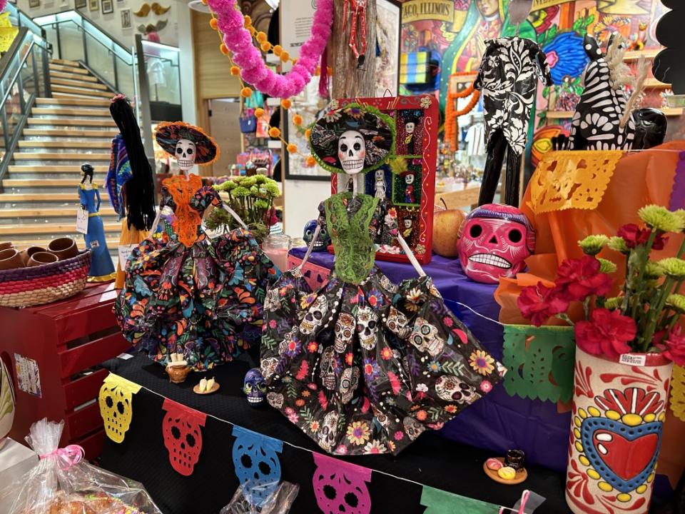Las Catrinas—which means "fancy" or elegant"—on display at Colores Mexicanos. Based on the Aztec "goddess of death," Las Catrinas are for decoration when on an ofrenda and are a great representation of how Mexicans view the afterlife and death in an animated skeleton.<p>Alani Vargas/Parade</p>