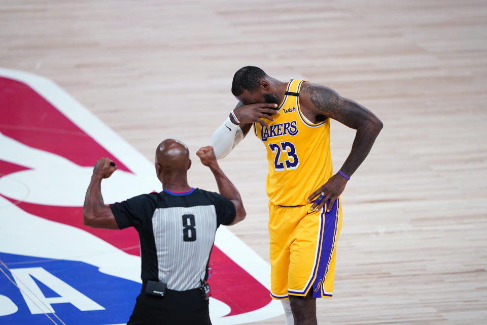 LeBron James and the Lakers are down 0-1 in their first-round series. (AP Photo/Ashley Landis, Pool)