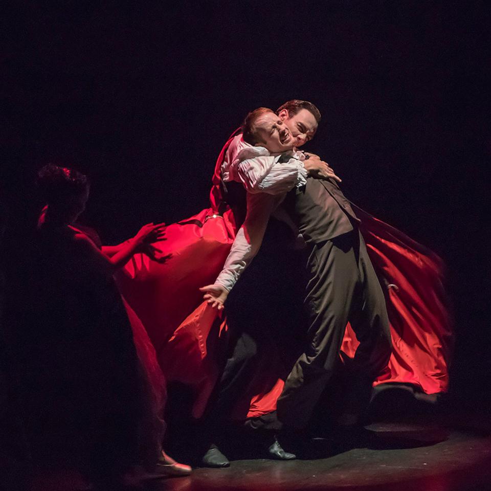 Care for a bite? Dracula takes a drink in Alabama Dance Theatre's production of Dracula, a ballet to die for.