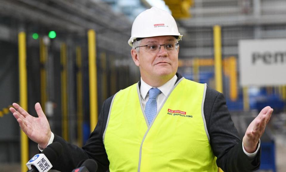 Australian prime minister Scott Morrison during a visit to Osborne Naval Shipyards in Adelaide in September 2020