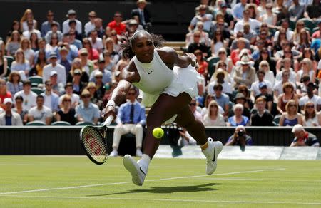 Britain Tennis - Wimbledon - All England Lawn Tennis & Croquet Club, Wimbledon, England - 28/6/16 USA's Serena Williams in action against Switzerland's Amra Sadikovic REUTERS/Stefan Wermuth