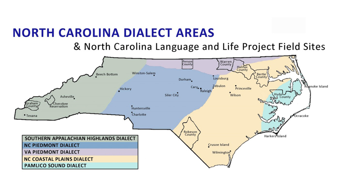 Socio-linguists from N.C. State University’s Language & Life Project have identified five dialects across the state, all of which contribute colorfully to the way North Carolinians talk. Walt Wolfram, NCSU Language & Life Project