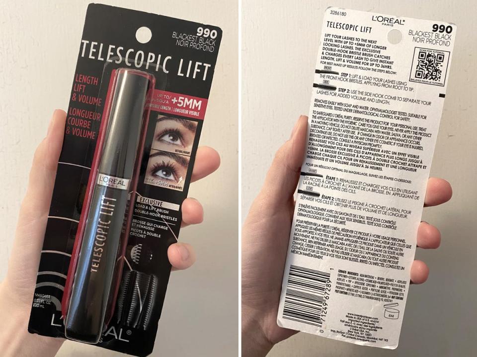 L'Oreal's new Telescopic Lift mascara in the shade Blackest Black.