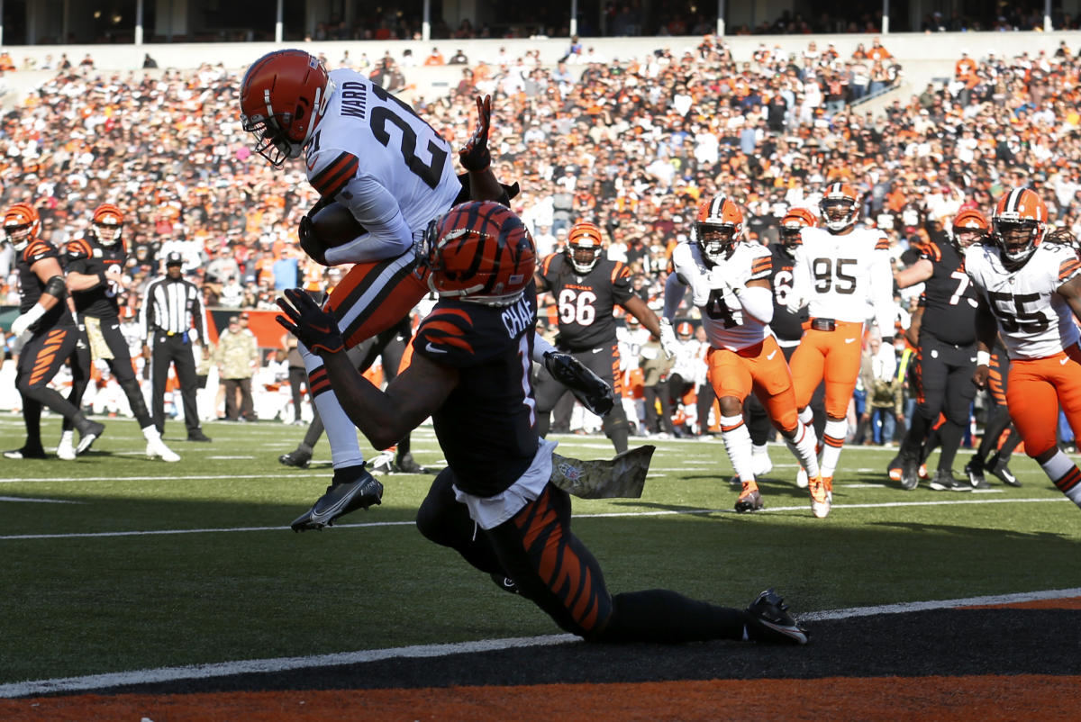 Browns Denzel Ward records 99-yard pick-six against Cincinnati Bengals