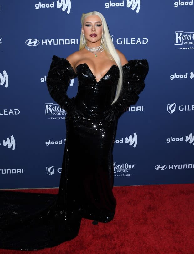 BEVERLY HILLS, CALIFORNIA - MARCH 30: Christina Aguilera arrives at the 34th Annual GLAAD Media Awards Los Angeles at The Beverly Hilton on March 30, 2023 in Beverly Hills, California. (Photo by Steve Granitz/FilmMagic)<p><a href="https://www.gettyimages.com/detail/1478293458" rel="nofollow noopener" target="_blank" data-ylk="slk:Steve Granitz/Getty Images;elm:context_link;itc:0;sec:content-canvas" class="link ">Steve Granitz/Getty Images</a></p>