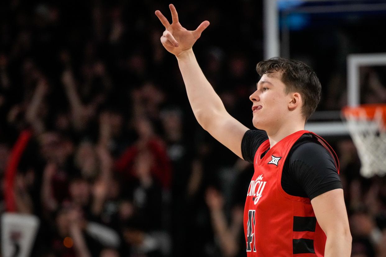 Cincinnati Bearcats guard Simas Lukosius (41) led UC with 19 points against No. 25 Texas. Unfortunately, his last shot missed as the Longhorns pulled out a 74-73 victory that featured 14 lead changes.