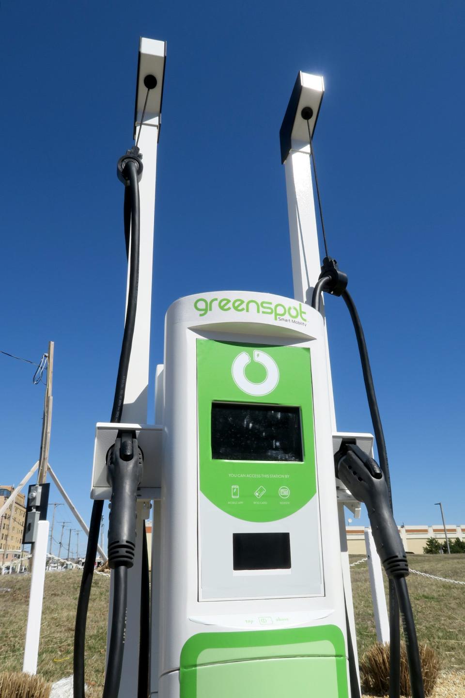 An electric vehicle charging station is shown on Seventh Avenue in Asbury Park in March, 2022.