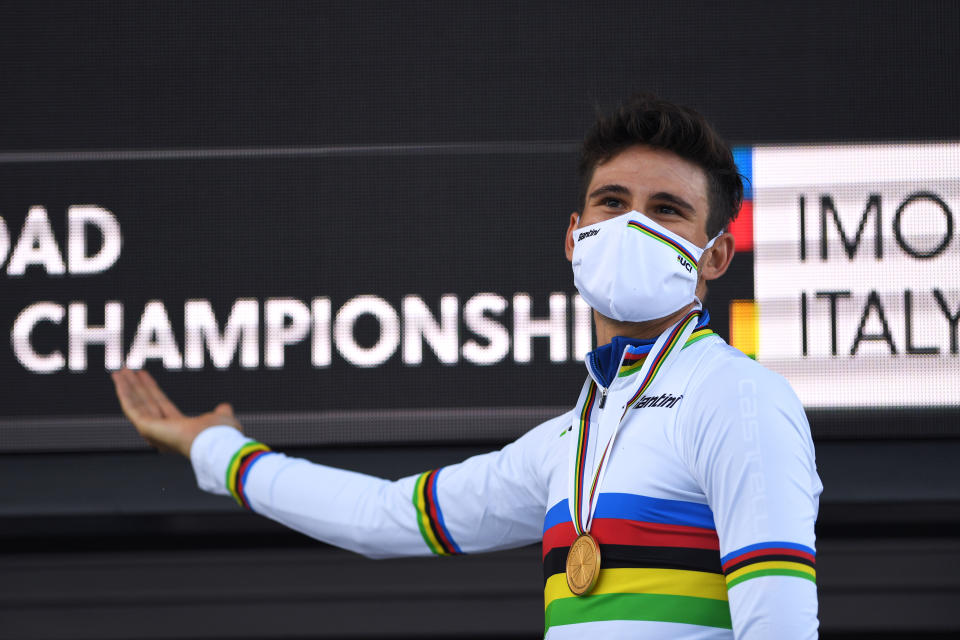 Filippo Ganna wins the World Championship time trial at Imola, Italy 2020