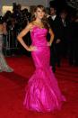 <p>All eyes were on Melania at the 2008 Met Ball. America's new First Lady was dressed in a hot pink ruffled dress that looked pretty difficult to walk in. <i>[Photo: Getty]</i> </p>