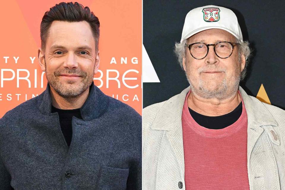 <p>Jon Kopaloff/Getty; ROBYN BECK/AFP via Getty</p> Joel McHale (left) and Chevy Chase, who costarred on 