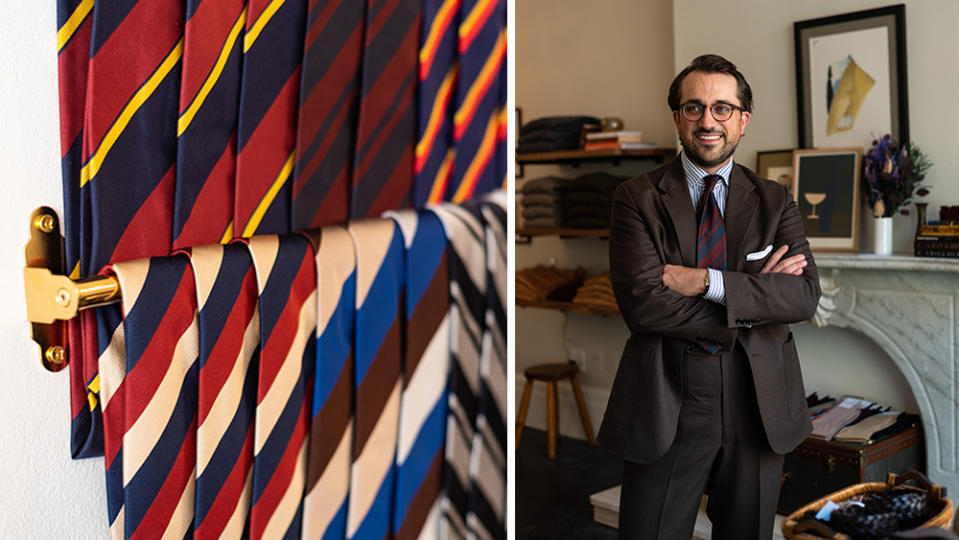 A selection of repp stripe ties; Junior’s founder Glenn Au. - Credit: Junior's