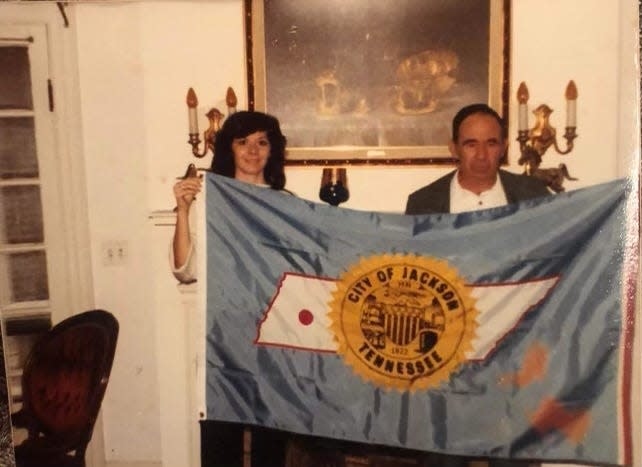 Donna Gates (left), designed the original flag over fifty years ago.