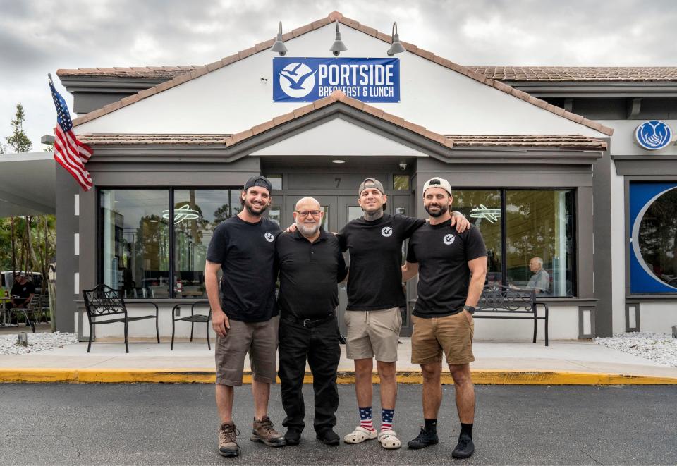  Frank Cecere and his three sons, Phillip, left, Frankie and Matthew, far right, opened Portside Breakfast & Lunch restaurant in West Palm Beach, Florida on November 17, 2022.