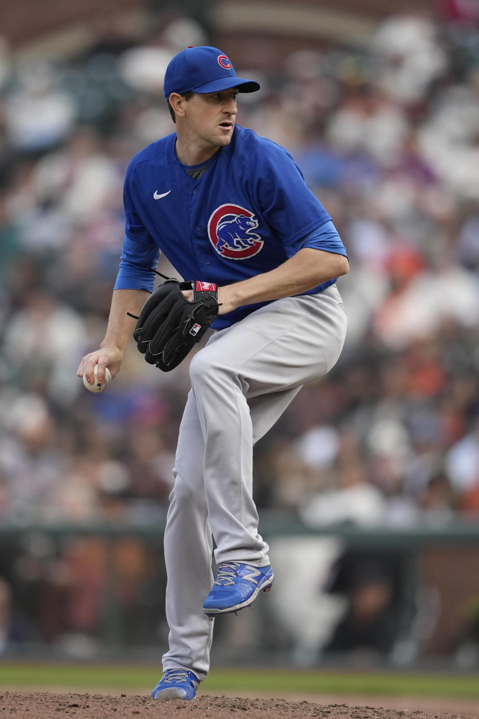 Chicago Cubs pitcher Kyle Hendricks works against the San Francisco Giants during the sixth inning of a baseball game in San Francisco, Saturday, June 10, 2023. (AP Photo/Jeff Chiu)