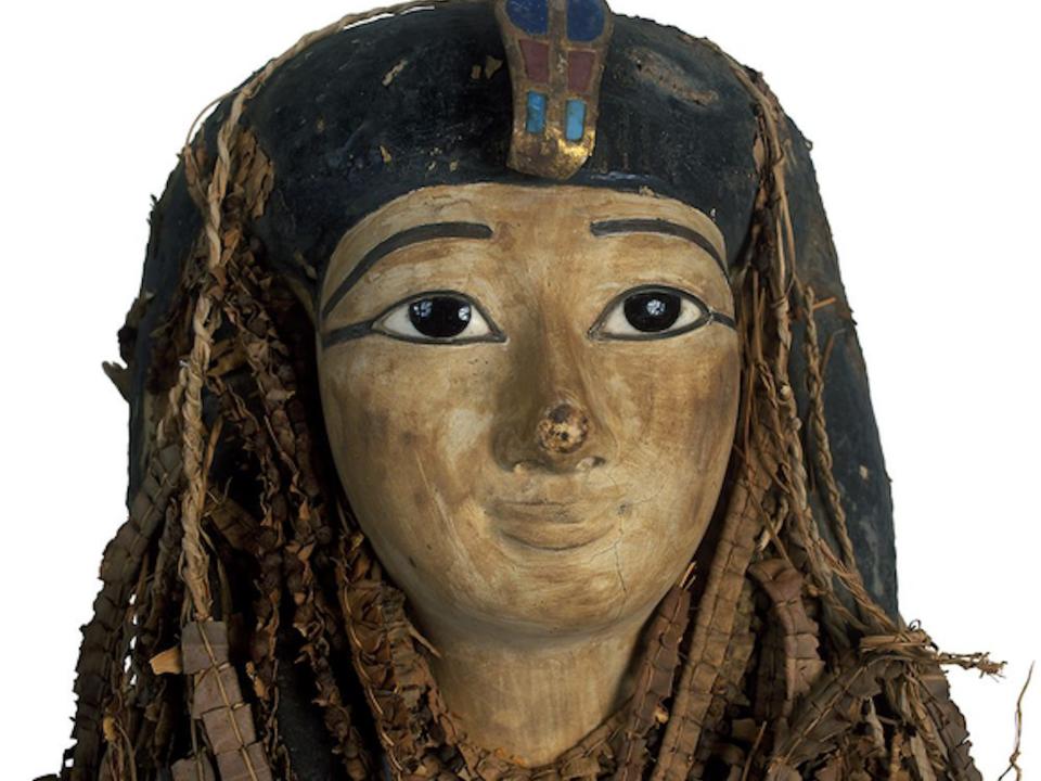 The face mask of Amenhotep's remains is pictured here.