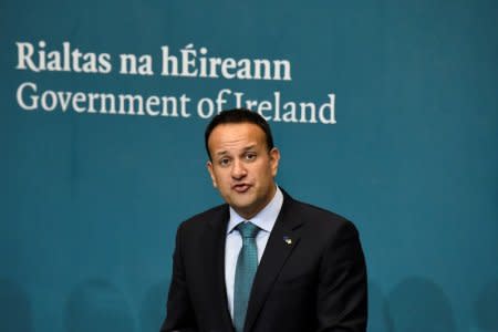 FILE PHOTO: Ireland's Taoiseach Leo Varadkar makes a statement at Government buildings in Dublin, Ireland November 14, 2018. REUTERS/Clodagh Kilcoyne