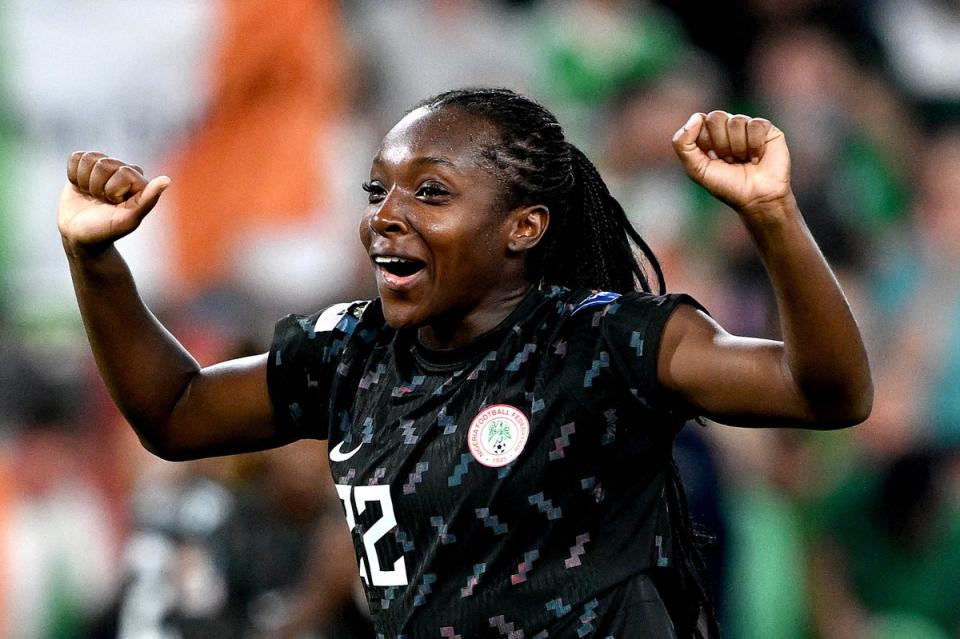 Uchenna Kanu of Nigeria celebrates after her team advanced to the knockouts (Getty Images)