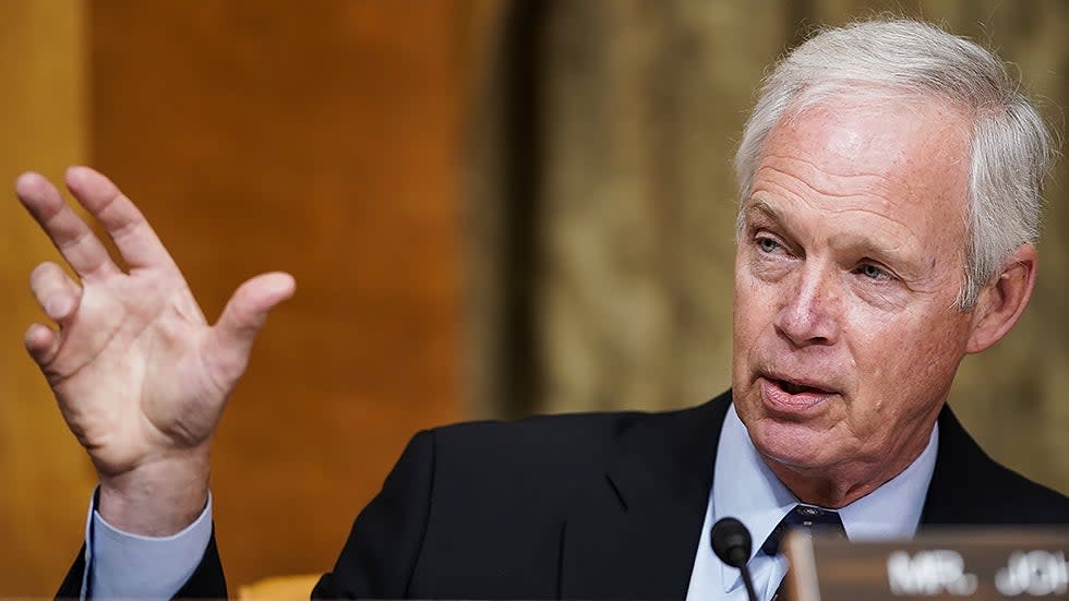 Sen. Ron Johnson (R-Wis.) questions Office of Management and Budget acting director Shalanda Young during a Senate Budget Committee hearing to discuss President Biden's budget request for FY 2022 on Tuesday, June 8, 2021.