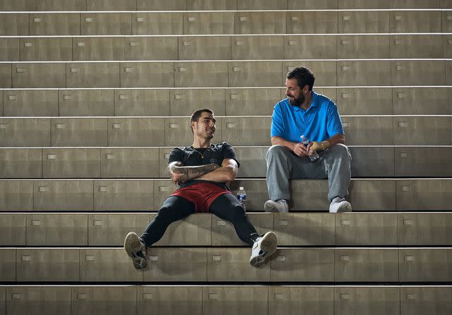 Netflix Juancho Hernangómez and Adam Sandler in 'Hustle,' 2022