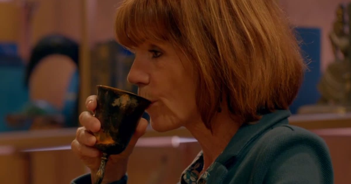 Diane took a sip from the poisoned cup. (BBC screengrab)