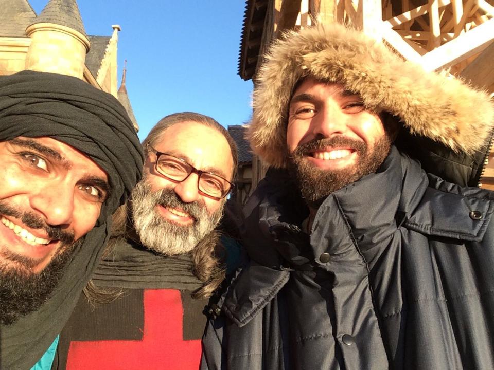 <p>A cold sunny day on our @knightfallshow sets with the awesome Akin Gazi and Nasser Memarazia. I love these guys. Nasser is the real hero of the show and turns in an amazing performance. This was the third time I’d worked with Akin, every time he blows me away. He has a very, very cool storyline. A pleasure to work and become friends with these two amazing gentlemen. — @tom_cullen #Knightfall #HISTORY<br>(Photo: Instagram) </p>
