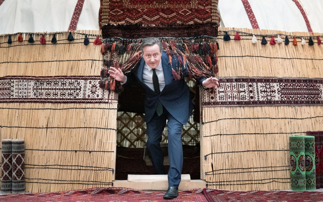 Lord Cameron visited the National Carpet Museum in Ashgabat, Turkmenistan, during his trip to Central Asia