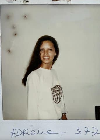 <p>Adriana Lima/Instagram</p> Adriana Lima in her first modeling polaroid at 15 years old