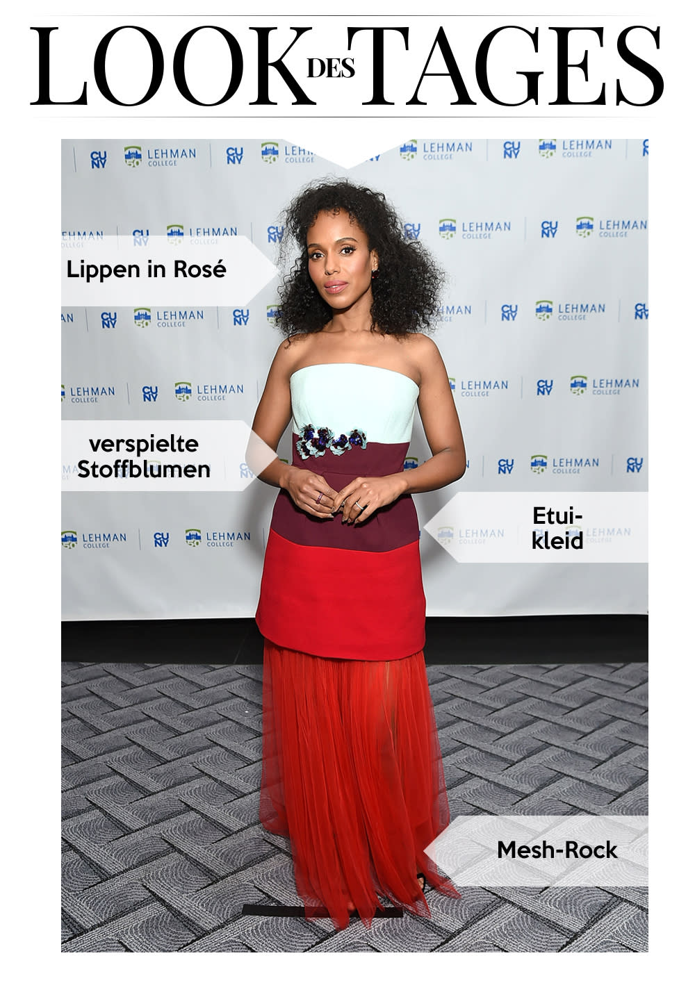 Kerry Washington nahm in dem farbenfrohen Outfit einen Preis für ihre künstlerische Leistung entgegen. (Bild: Getty Images)