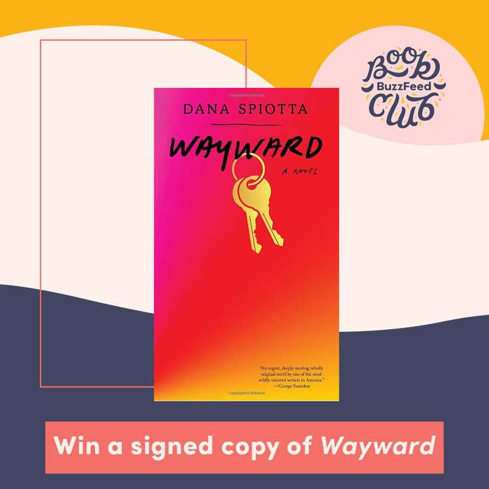 A colorful graphic featuring the BuzzFeed Book Club logo, the cover of "Wayward" and text reading "win a signed copy of wayward"