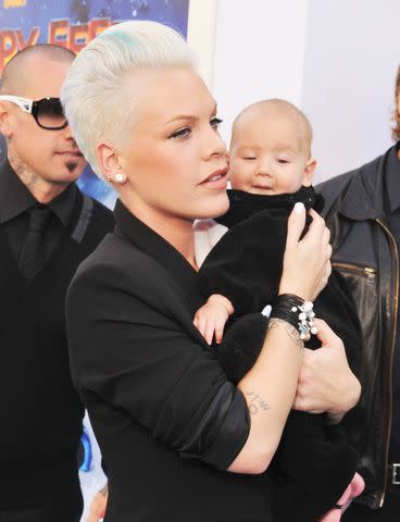 <p>Lester Cohen/WireImage</p> Pink and Willow Hart at the premiere of 'Happy Feet Two' in L.A. on Nov. 13, 2011