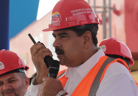 Venezuela's President Nicolas Maduro attends the opening ceremony of a container terminal at the port in La Guaira, Venezuela April 28, 2017. Picture taken April 28, 2017. Miraflores Palace/Handout via REUTERS