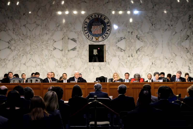 FILE PHOTO: Federal Reserve Board Chairman Jerome Powell testifies before a Joint Economic Committee hearing on "The Economic Outlook" on Capitol Hill in Washington