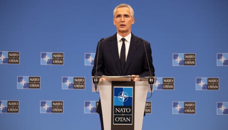NATO Secretary General Jens Stoltenberg speaks in a Press conference following the virtual meeting of the NATO-Ukraine Council at the level of Allied Defence Ministers. -/NATO/dpa