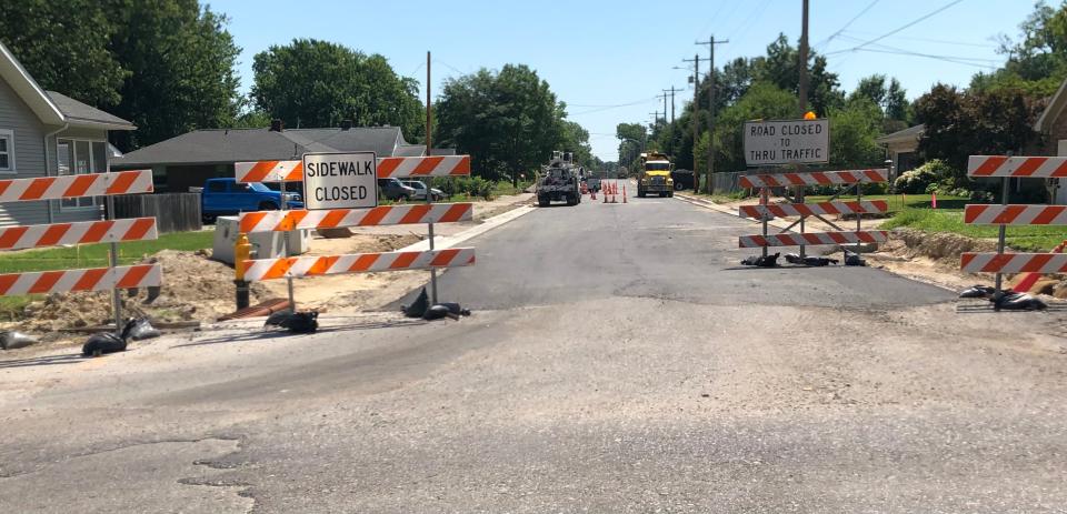 Barriers block non-local traffic at the intersection of Boeke Road and Walnut Street on July 11, 2023. The intersection will close for around 30 days starting on July 17.
