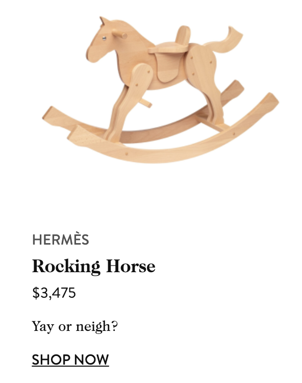 wooden rocking horse priced at $3475