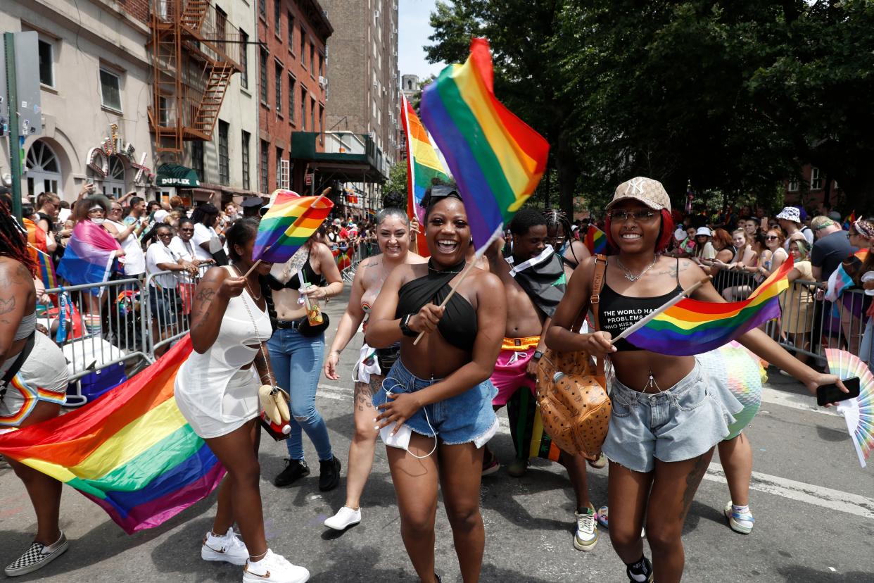 Parade participants celebrate New York City Pride on June 27, 2021, in New York City. 