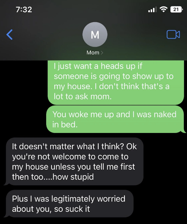 Screenshot of a text exchange