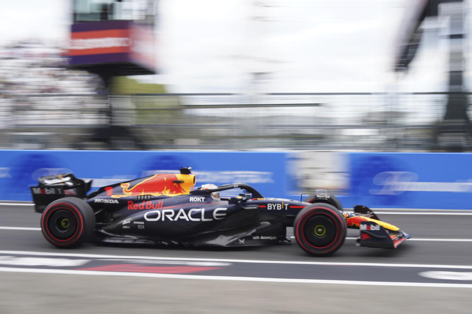 Red Bull driver Max Verstappen of the Netherlands steers his car during the second practice ahead of the Japanese Formula One Grand Prix at the Suzuka Circuit, Suzuka, central Japan, Friday, Sept. 22, 2023. (AP Photo/Toru Hanai)