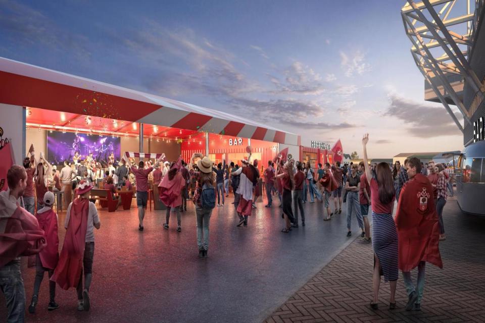 Mock up of fan zone creation and improvements at St Mary's Stadium <i>(Image: Southampton FC)</i>