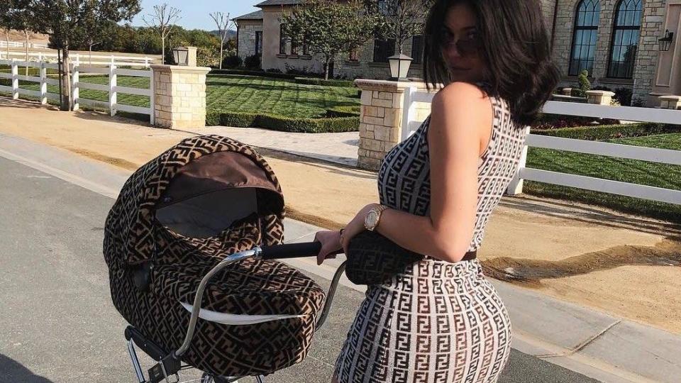 Kylie Jenner pushes Stormi in a Fendi stroller