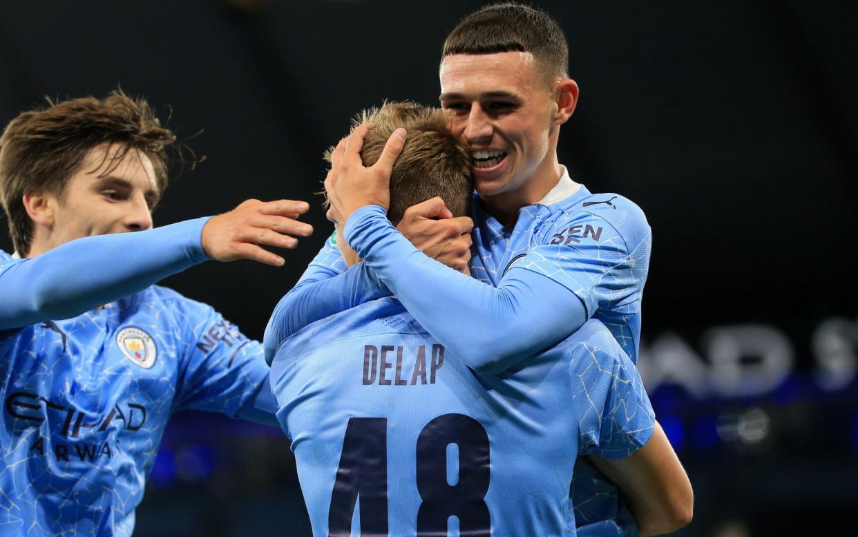 Liam Delap and Phil Foden - Manchester City youngsters Liam Delap and Phil Foden strike to dump Bournemouth out of League Cup - GETTY IMAGES